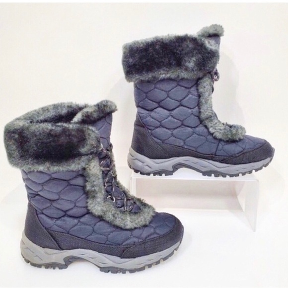 L.L. BEAN | COMMUTER FAUX FUR TRIM QUILTED WINTER SNOW BOOTS SIZE 8.5 - Picture 1 of 10